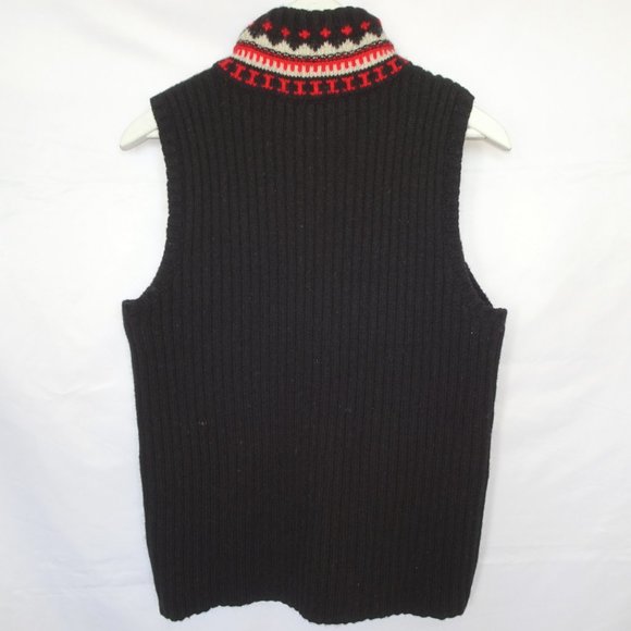 Lauren Ralph Lauren Red Pattern Wool Zip Vest - Picture 2 of 5